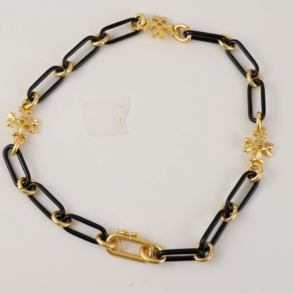 Tory Burch Jewelry - New Tory Burch Black and Gold Chain Necklace